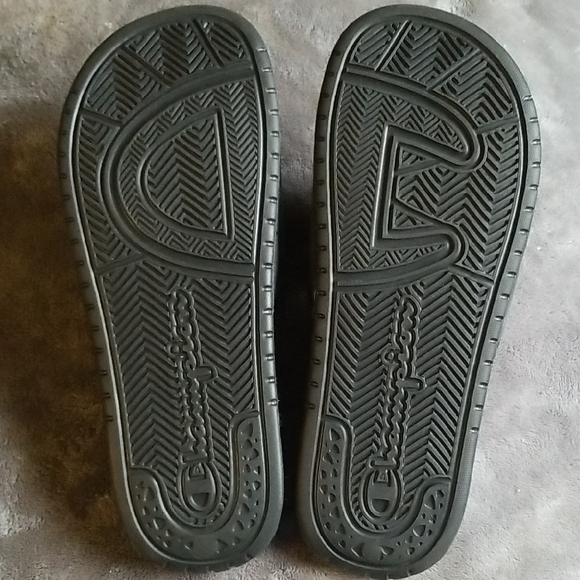 Champion Black Slide Sandals with Multicolor Logo - Picture 2 of 3